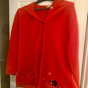 Mothers Day windbreaker Embroidered Hooded Cardigan Bear Design Mother’s Day top